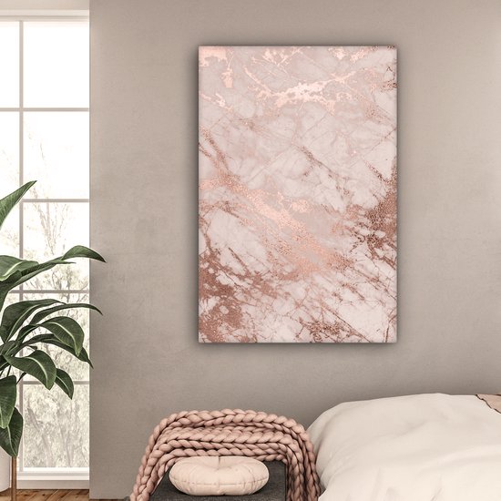 Peintures sur Toile Marbre - Rose - Luxe - 80x120 cm - Décoration murale
