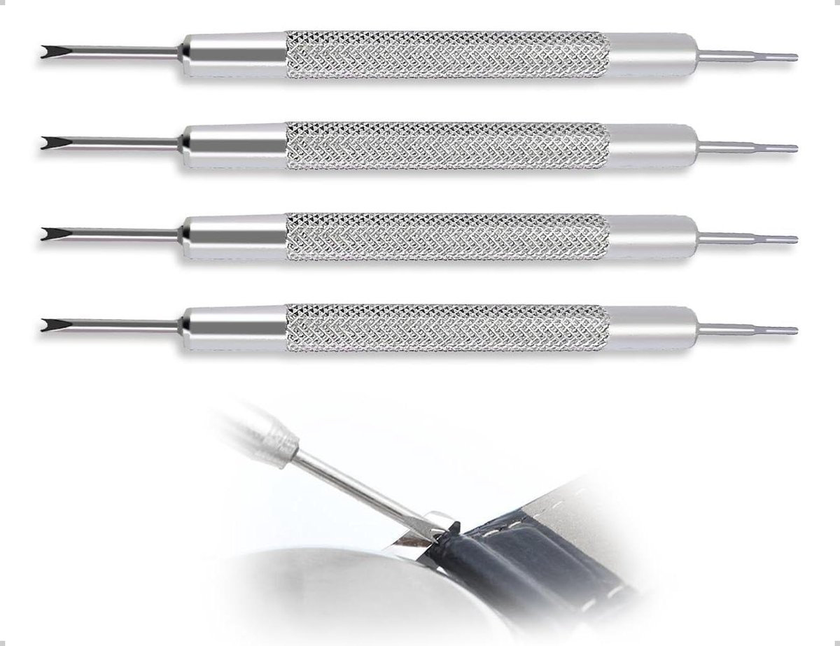 Allecto plus - Horlogegereedschap set voor het vervangen van horlogebandje - 4 stuks met veerpengereedschap, horlogemakergereedschap, verwijderen van verbindingspenen