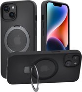 Hoesje geschikt voor iPhone 14 Plus Hoes Zwart - Geschikt voor MagSafe - Telefoonstandaard - Popsockets style Kickstand edition