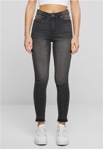Urban Classics Dames Skinny-jeans met hoge taille en open zoom TB6865