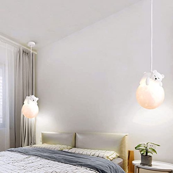 Schattige Hanglamp met 3D Maan Globe en Cartoon Konijn voor Kinderkamer van Merkloos — afbeelding 3