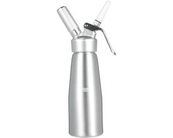 foto van Professionele Crèmesifon - Crème Dispenser - 500 ml - Voedselveilig Aluminium - Met 3 Mondstukken - Voor Crème Mousse En Dessert Decoratie