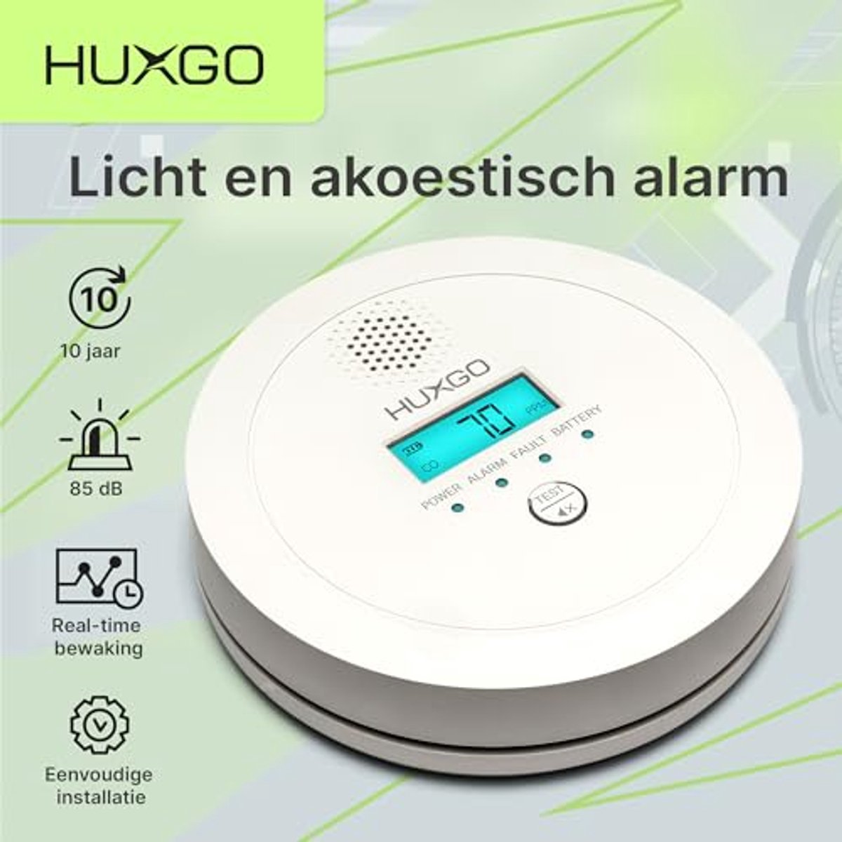 Koolmonoxidemelder met LCD-scherm en Wireless Alarm voor Thuis