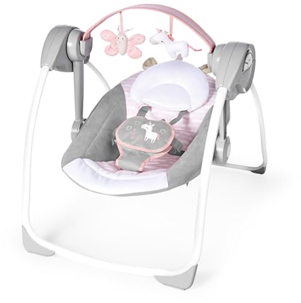 Draagbare Babyschommel met Vlinder en Eenhoorn, Roze
