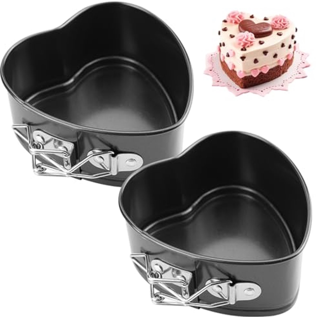 Hartvormige Springvorm Set 14,5 x 13 cm - 2 stuks met Anti-aanbaklaag