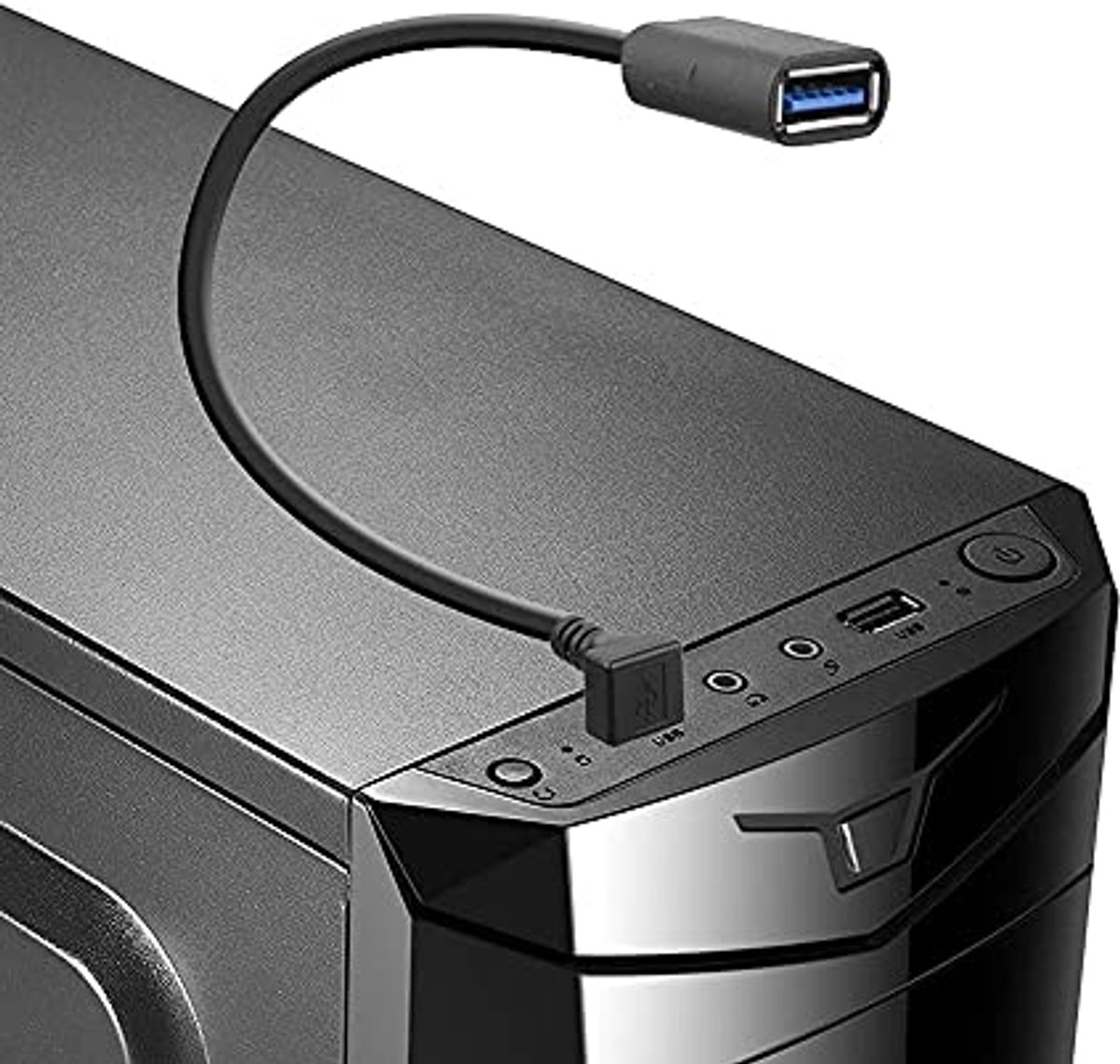 USB 3.0 Verlengkabel 90° Hooghoek 30 cm - 2 Stuks