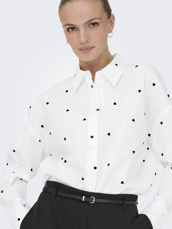 Blouse Femme JDY JDYNELLY L/ S LOOSE SHIRT WVN - White Noir Coeur Broderie