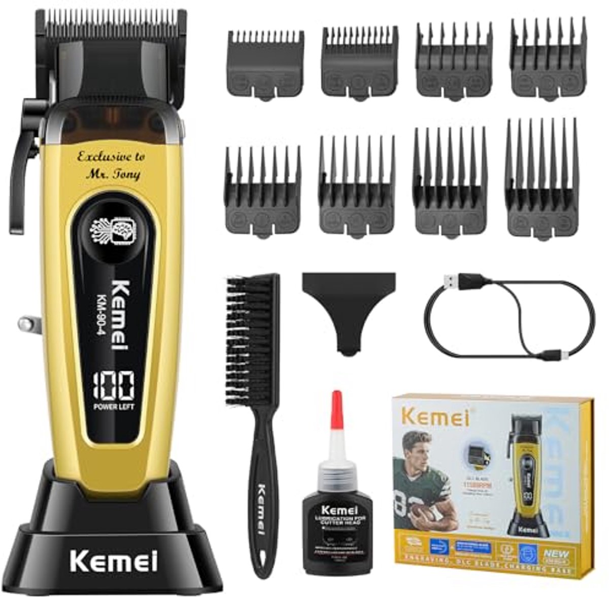 Haartrimmer voor Mannen met LED Display en Draadloze Oplader – Perfect voor Baard en Kapsel