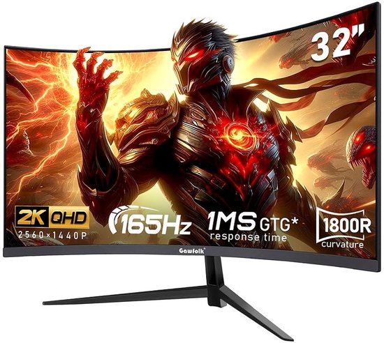 Curved Monitor – Gebogen Scherm – Gaming Monitor – Ultrawide Monitor – 32 Inch – 2K QHD Resolutie – 165Hz Verversingssnelheid