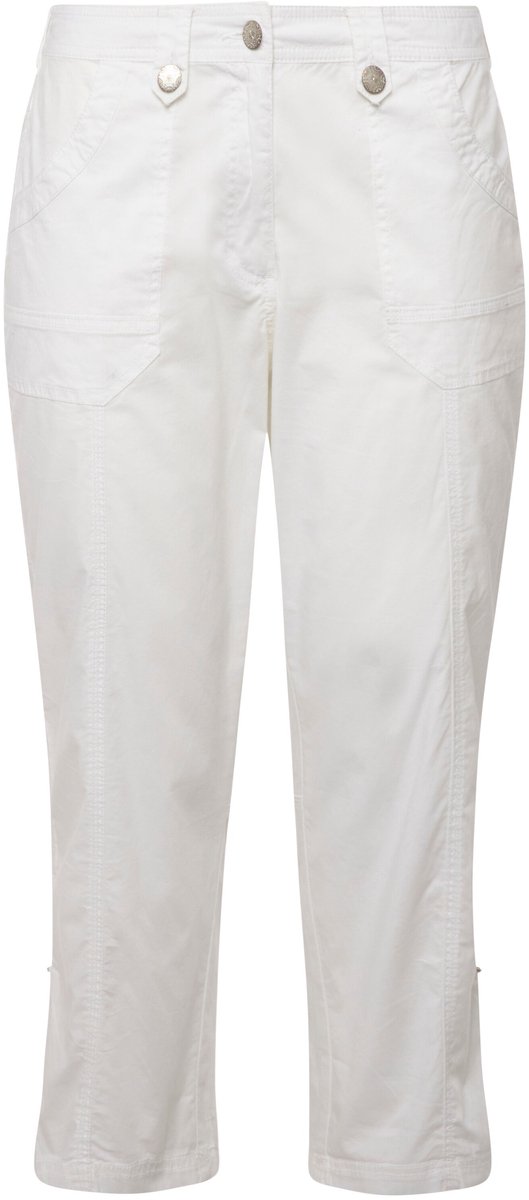 Ulla Popken - Dames - 7/8-cargohose oprolbandje voor broekspijp - Sneeuwwit - Maat 56