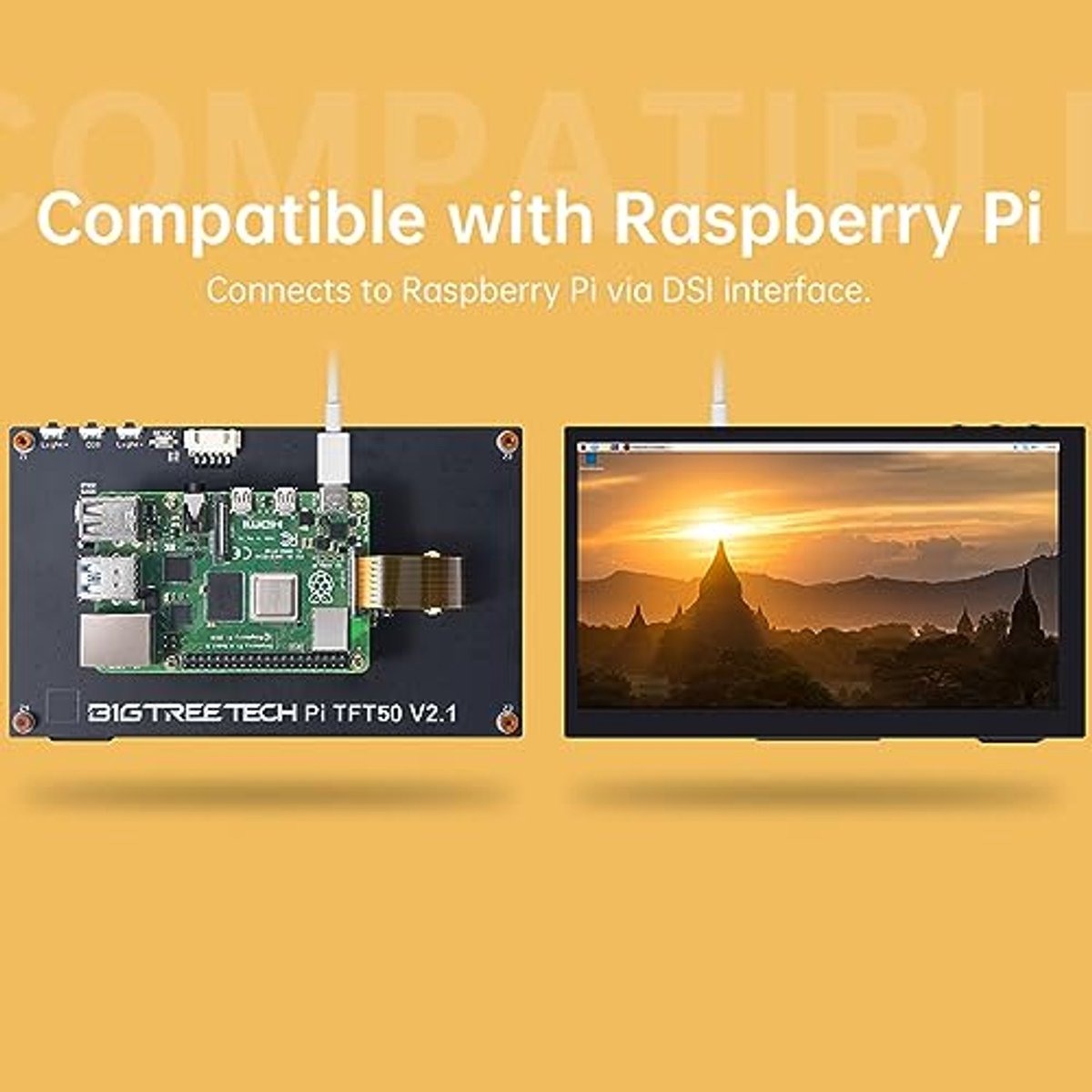 Upgrade 5 Inch LCD Touchscreen Display voor Raspberry Pi met 5 Punten Aanraakfunctie