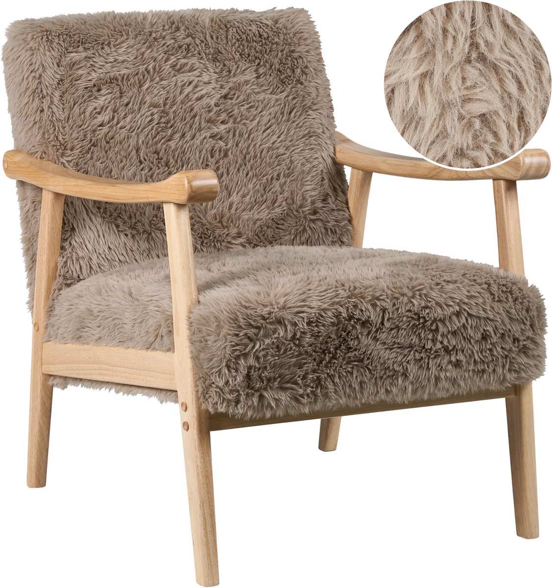 LEKNES - Fauteuil - Taupe - Kunstbont
