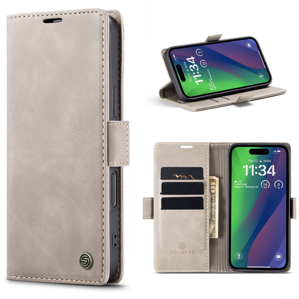 Solidenz Hoesje - Geschikt voor iPhone 17 Pro Max - Urban Book - Beige