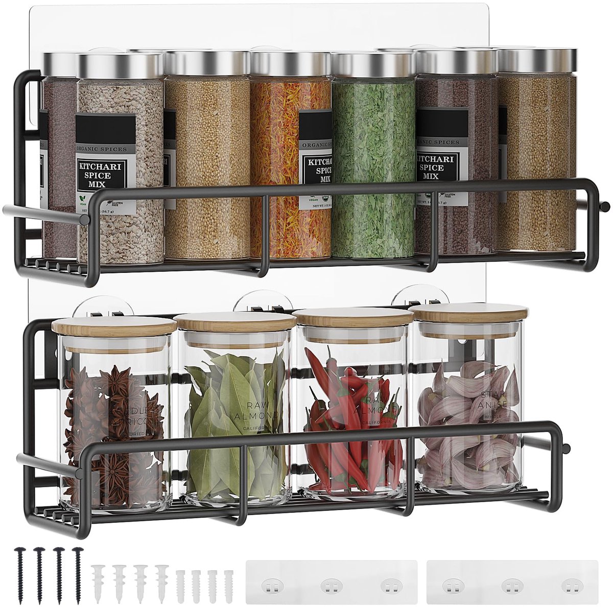 Goodivery® metalen kruidenrek set voor efficiënte organisatie in huis