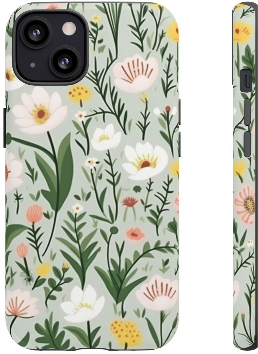 Weelderig Bloemenweidepatroon – Telefoonhoesje Geschikt voor iPhone 13