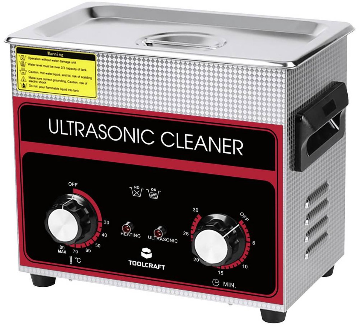 TOOLCRAFT USC-320 Ultrasoonreiniger Sieraden, Kantoorartikelen, Werkplaats 280 W 3.2 l Met verwarming, Met reinigingsko