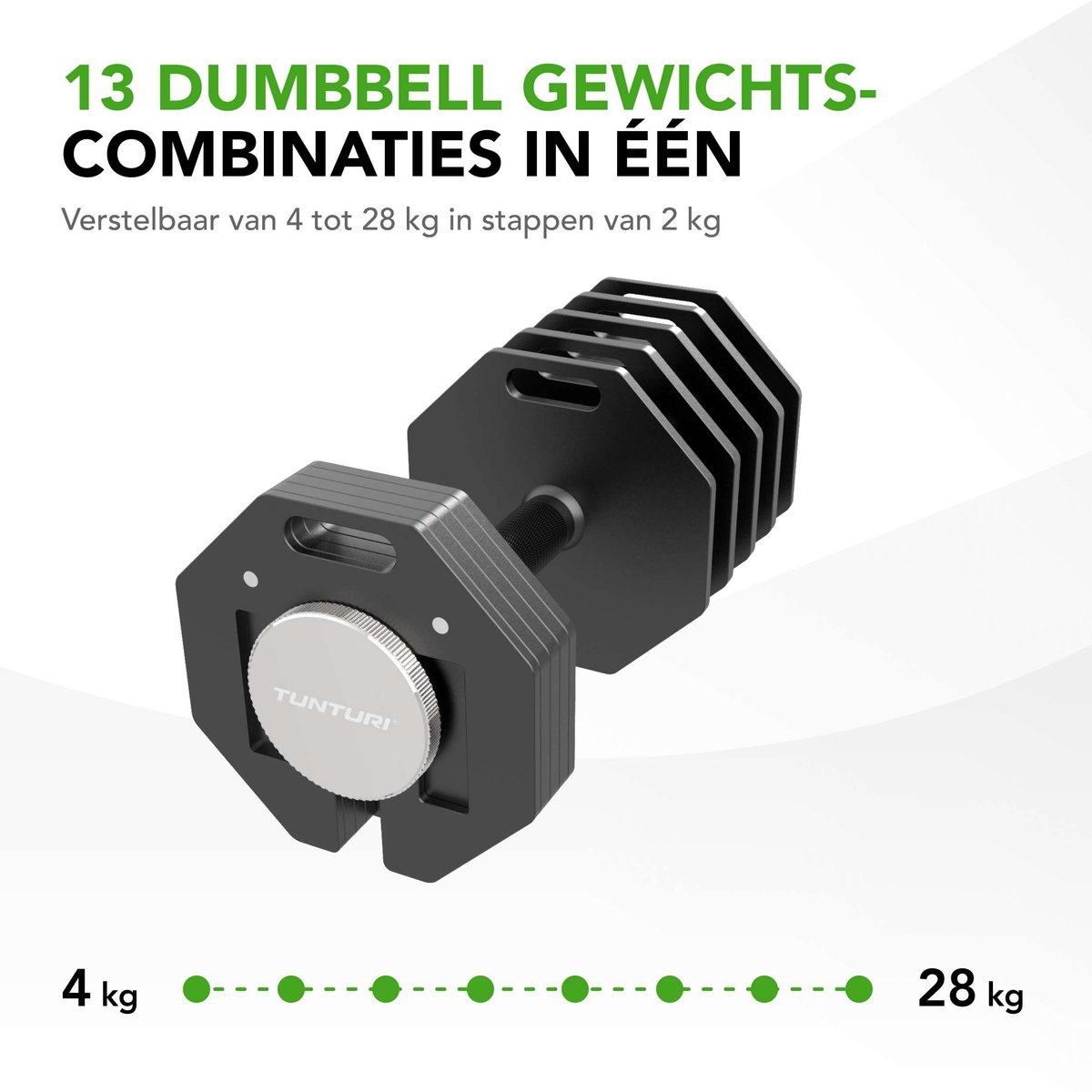 Tunturi Rapid Verstelbare Dumbbell – Verstelbaar van 4 tot 28 kg – 25 gewichten in één – Gewichtenset voor thuis – foto 5
