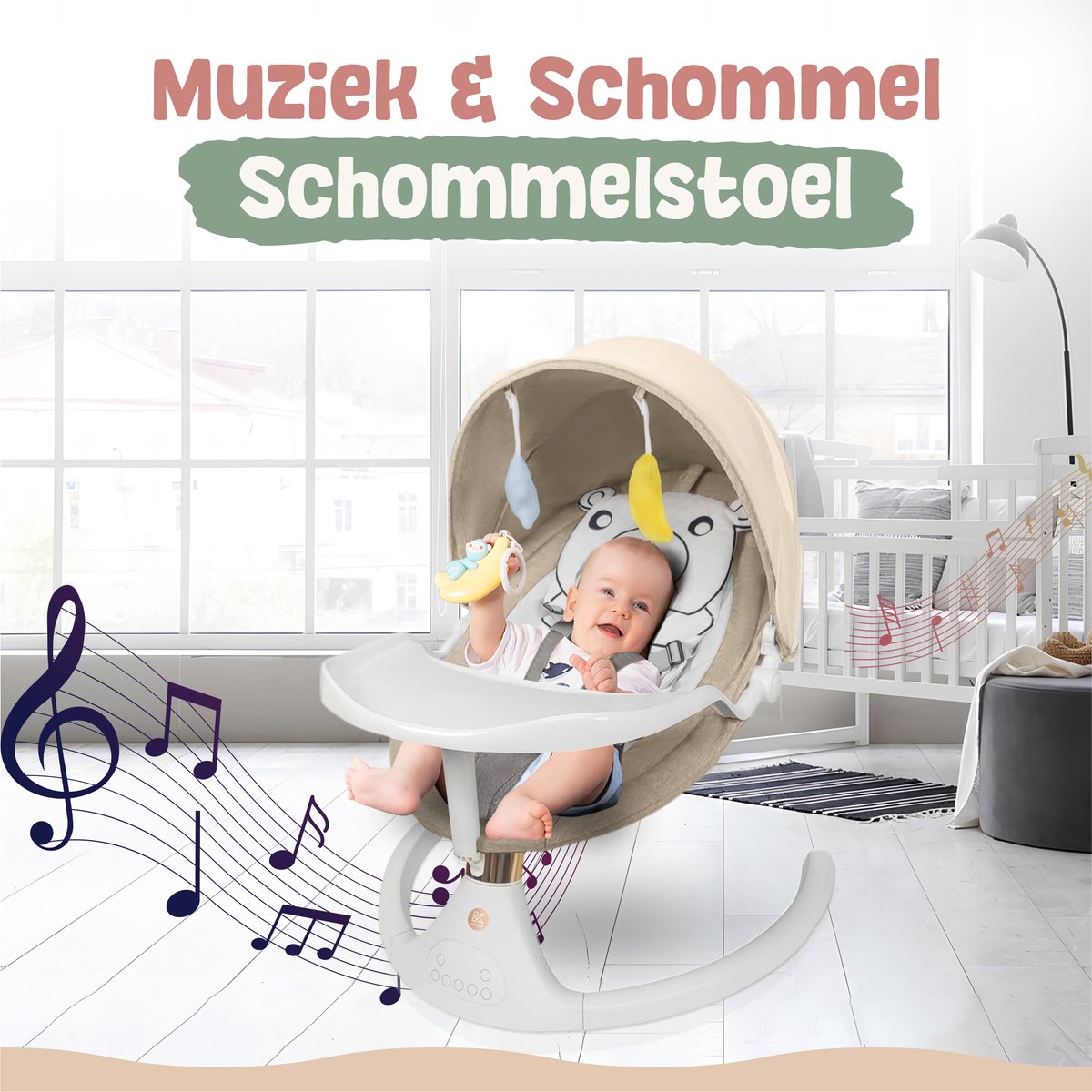 Elovia Elektrische Wipstoel - Muziek en Swing Opties - Khaki thumbnail 6