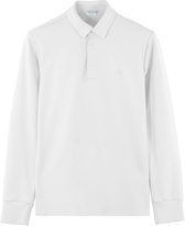 Vercate - Heren Polo Lange Mouw - Strijkvrij Poloshirt - Wit - Slim Fit - Excellent Katoen - Maat S