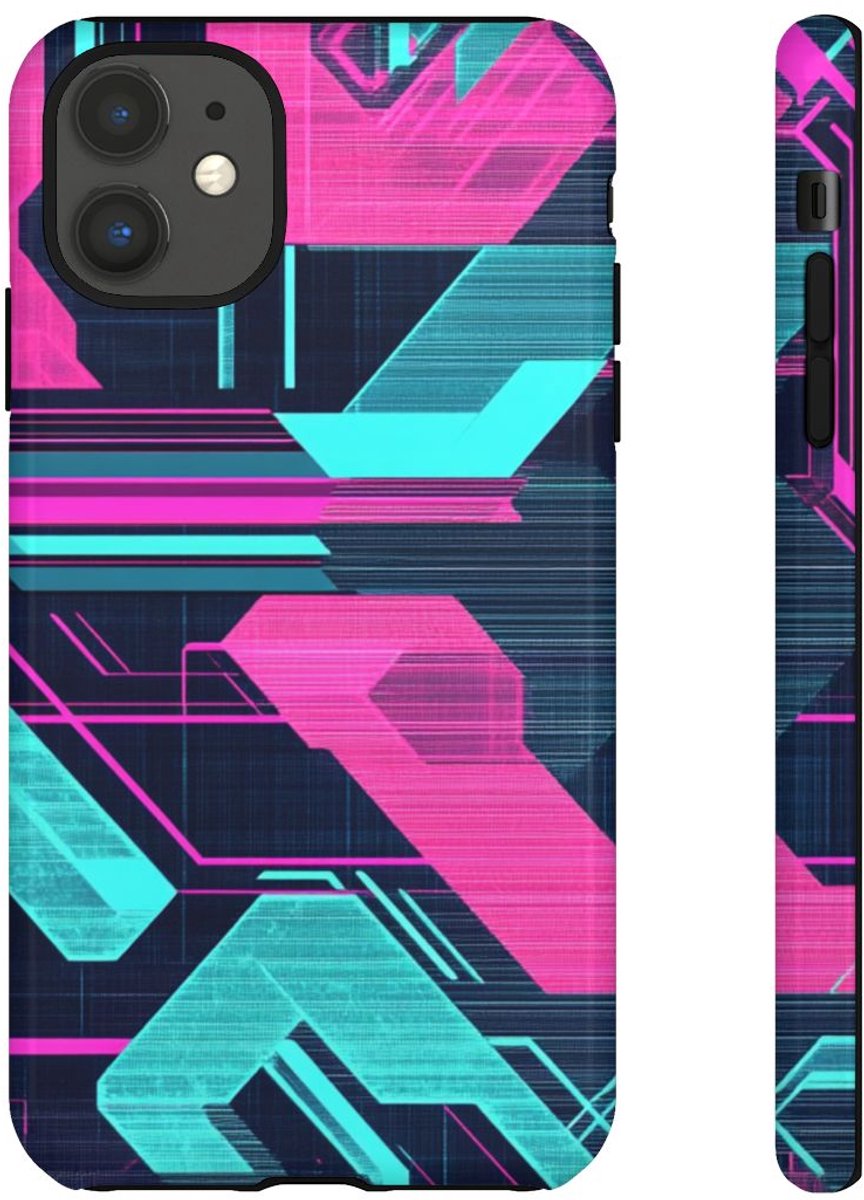 Fel Geometrisch Neonpatroon – Telefoonhoesje Geschikt voor iPhone 11