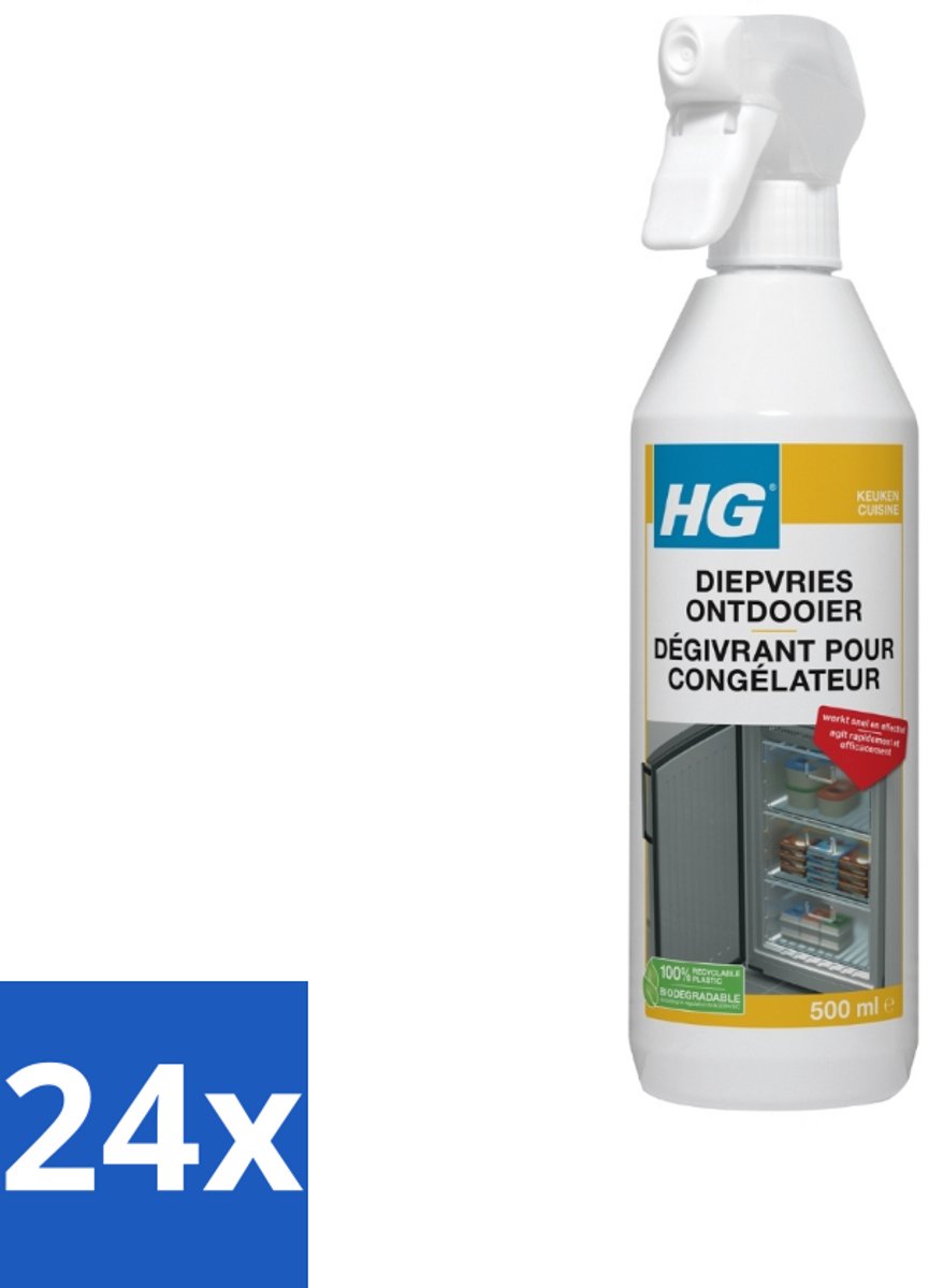 24 x HG Diepvriesontdooier 500 ml - Diepvries Ontdooier - Ijs Verwijderen - Vriezer Schoonmaken - Energiebesparing - Diepvries Onderhoud