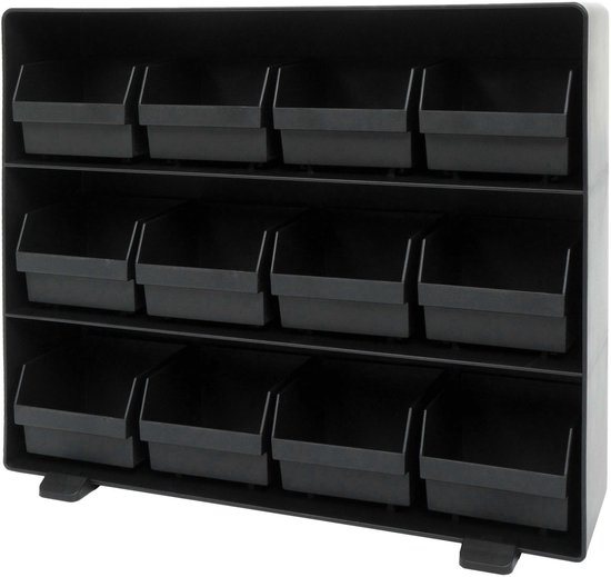 Porte-sachets de thé MCW-M10, boîte de rangement pour boîte à thé, organisateur de thé, 12 compartiments amovibles, 30 x 33 x 8 cm, noir