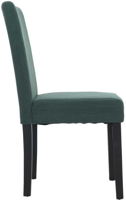 Set de 2 chaises de salle à manger Littau, chaise de cuisine à dossier haut, bois de corde en tissu/textile ~ vert, pieds foncés