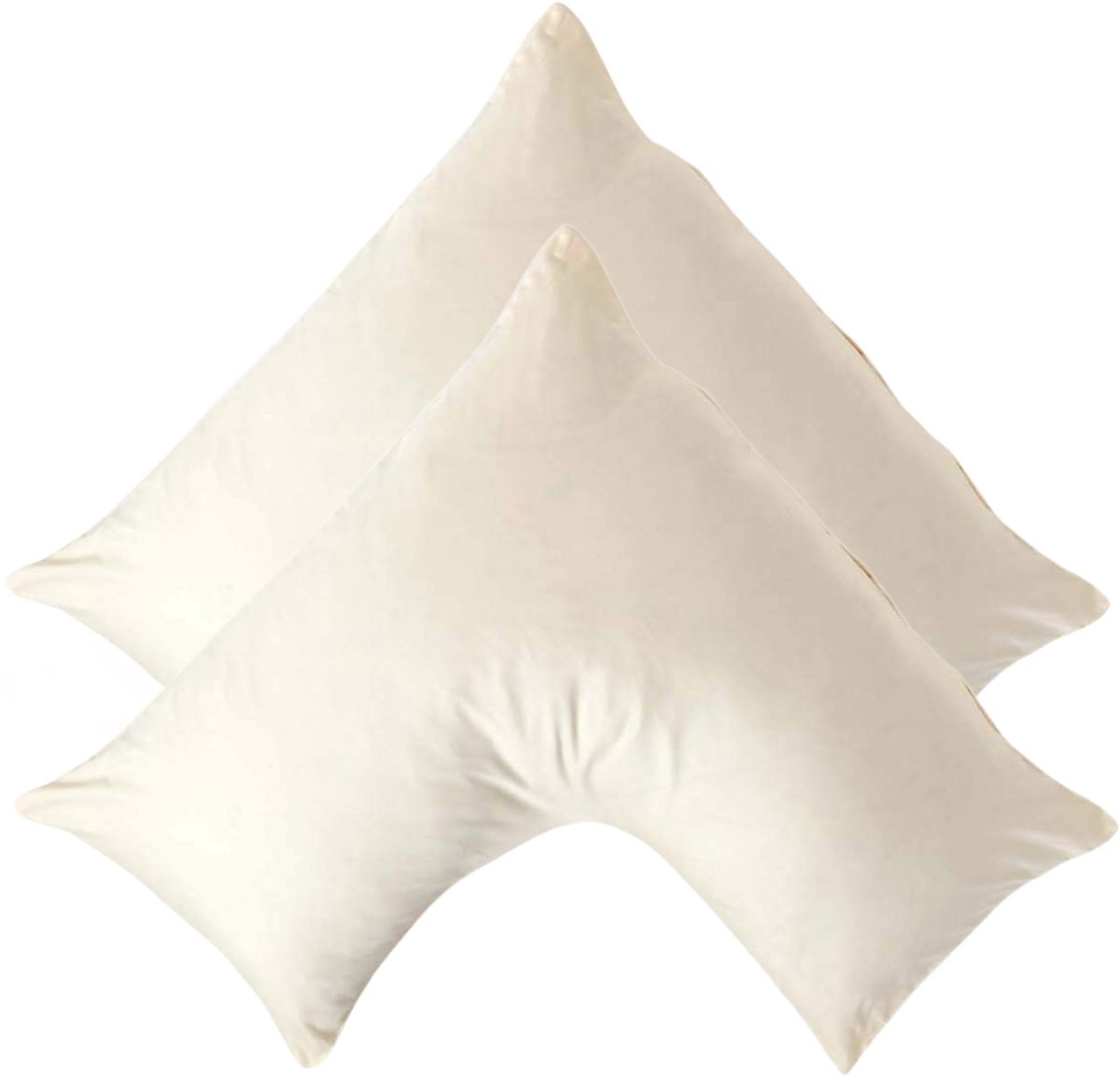 Homescapes Biologische Katoen V-Kussensloop - Set van 2 - Crème - 100% Egyptisch Katoen Satijn - 400TC - 38 x 76 cm