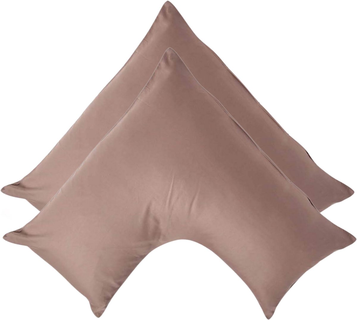 Homescapes Biologische Katoen V-Kussensloop - Set van 2 - Bruin - 100% Egyptisch Katoen Satijn - 400TC - 38 x 76 cm