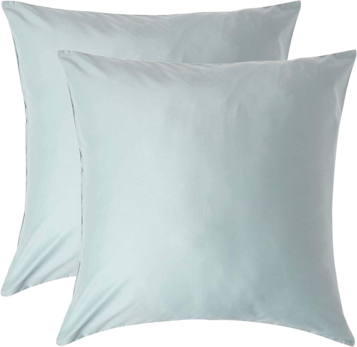 Homescapes Biologisch Kussensloop 80x80 cm – Set van 2 – Eendenei Blauw – 100% Egyptisch Katoen Satijn – Draaddichtheid 400