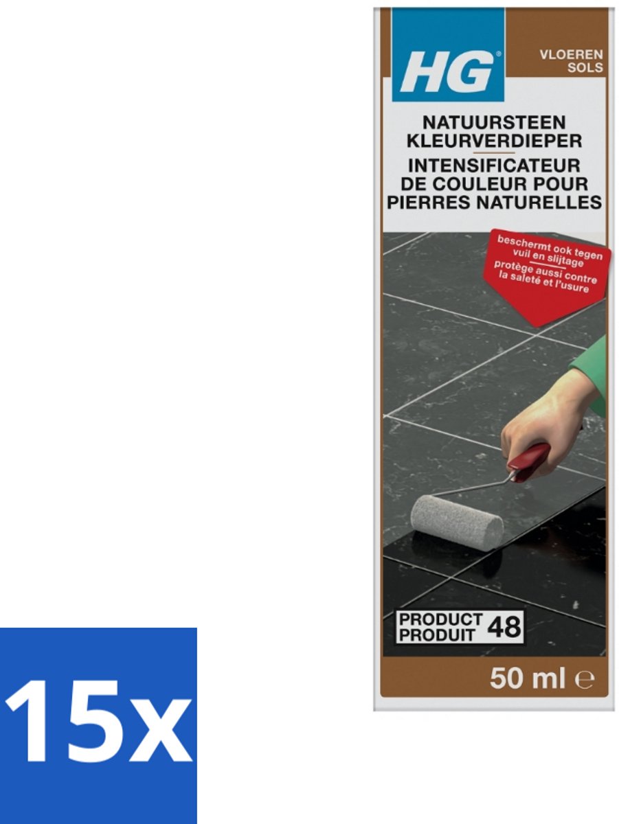 15 x HG - Natuursteen Kleurverdieper - Herstelt Kleur - Beschermt Tegen Vuil & Slijtage - 50 ml - Voordeelverpakking - 15 stuks