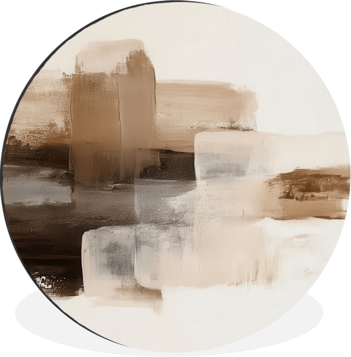 WallCircle Wandcirkel - Muurcirkel - Penseelstreken - Abstract landschap - Rust - Aluminium - Dibond - 90x90 cm - Binnen en Buiten