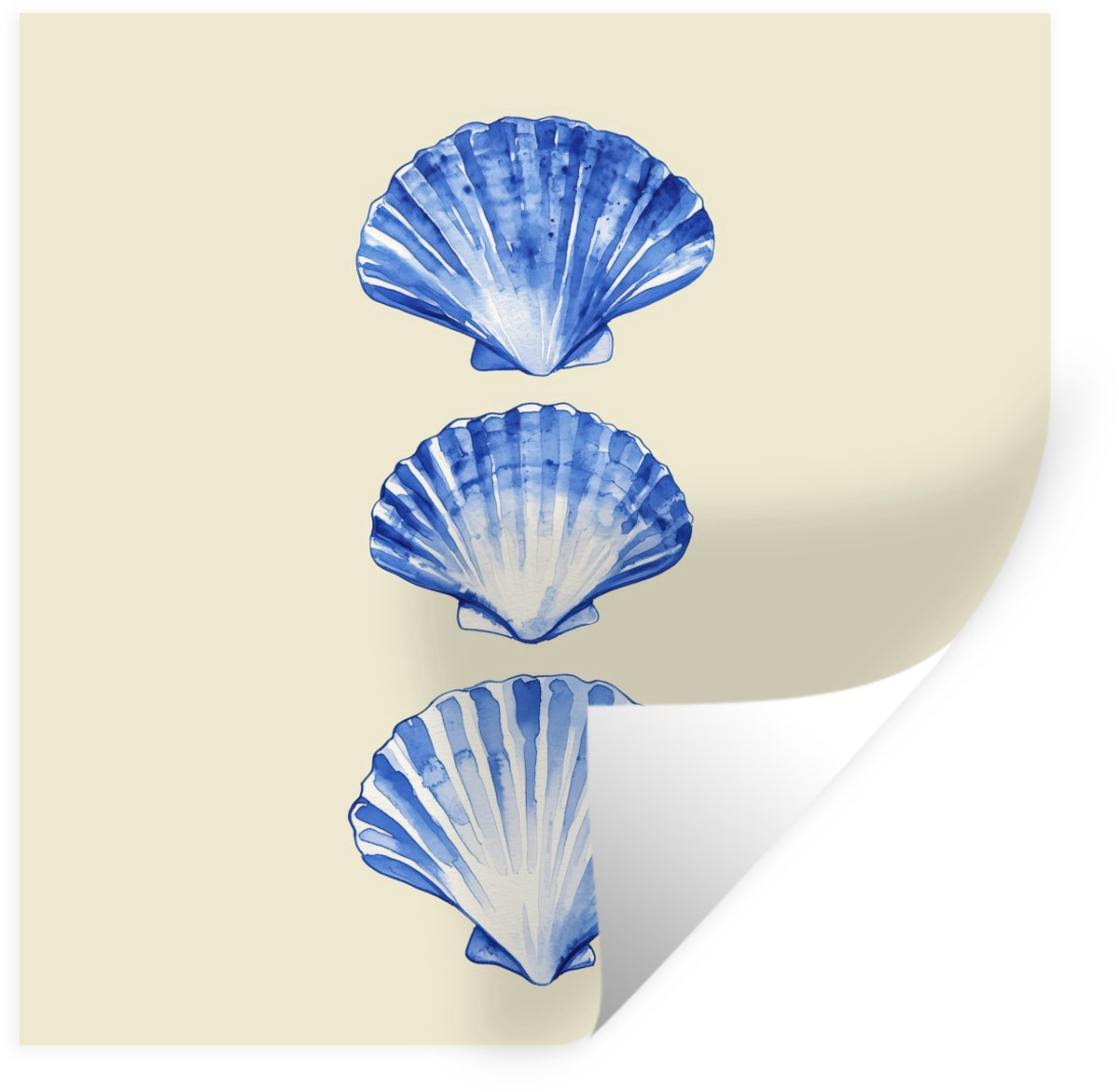 Muurstickers - Sticker Folie - Schelpen - Blauw - Beige - 30x30 cm - Plakfolie - Muurstick