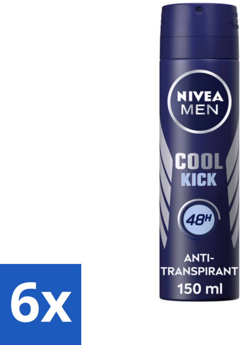 6 x NIVEA Men Deodorant Spray Cool Kick 150 ml - Anti-transpirant - Zweetbestendig - Frisheid - Verkoeling - 48 Uur Bescherming