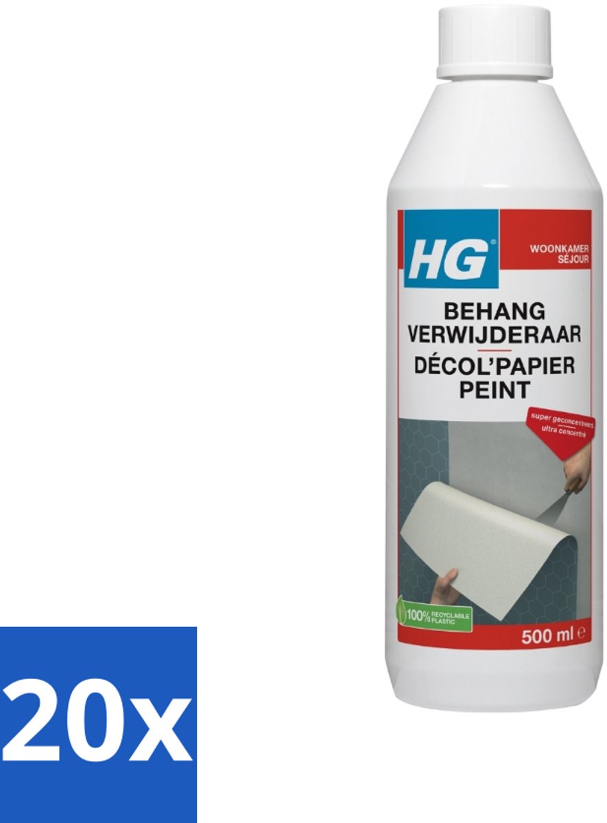 20 x HG - Behangverwijderaar - Voor Eenvoudige Behangverwijdering - 500 ml - Voordeelverpakking - 20 stuks