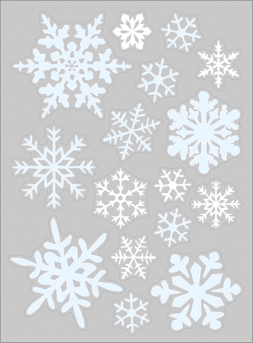 Anna's Collection Kerst raamstickers sneeuwvlokken - vel van 34 x 28 cm - raamdecoratie - raamversiering
