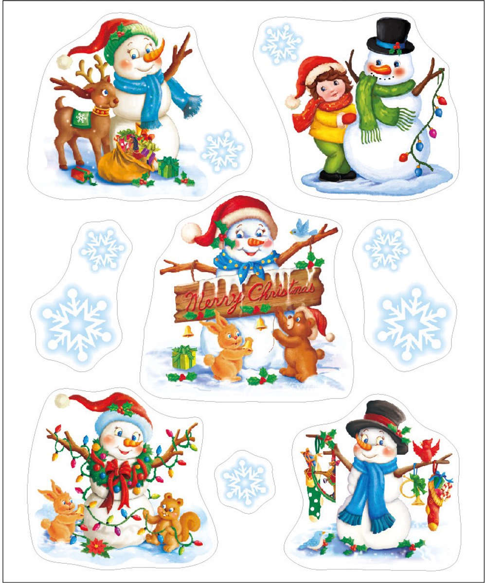 Anna's collection Kerst raamstickers sneeuwpop - vel van 34 x 28 cm - raamdecoratie - raamversiering