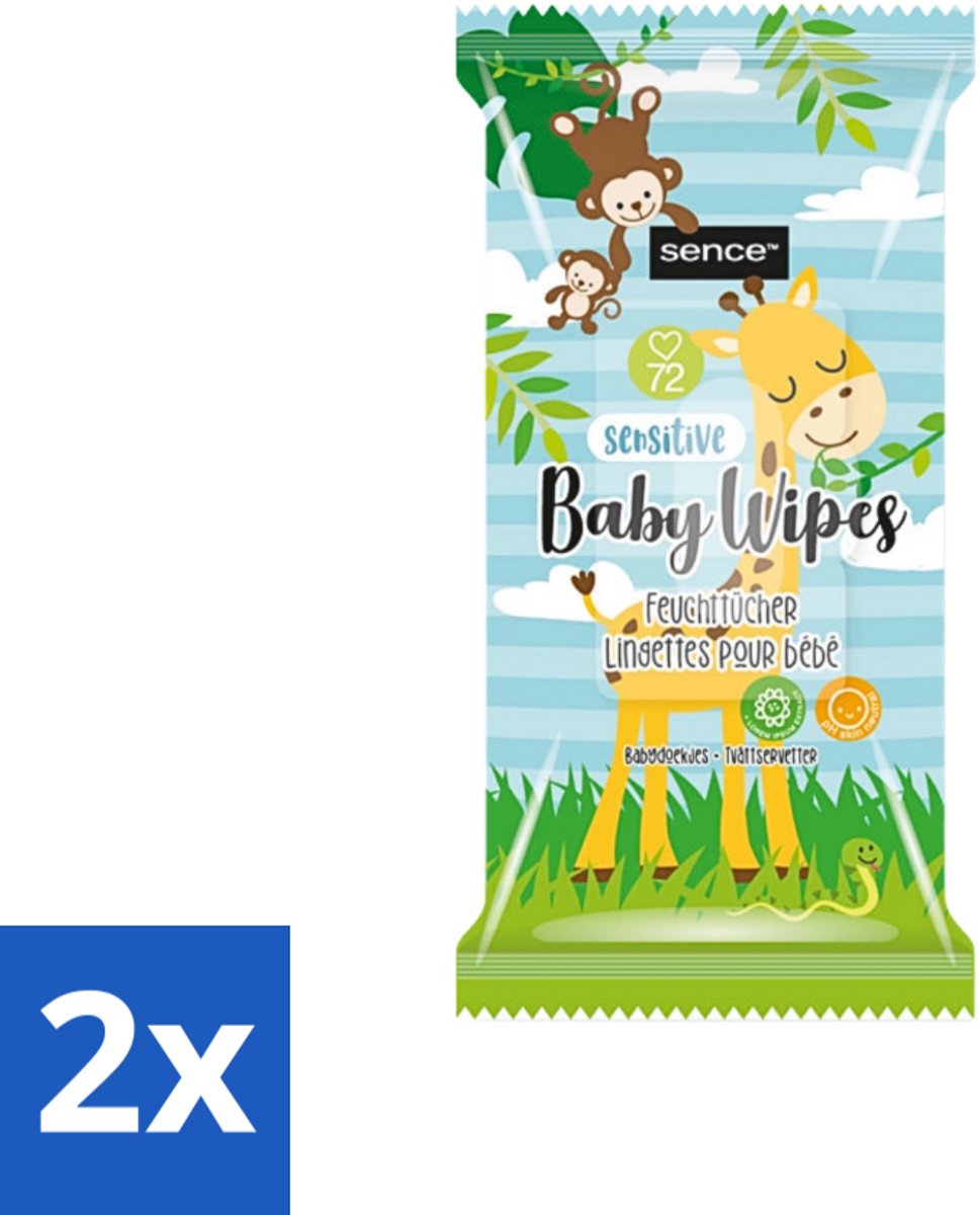 Image of 2 x Sence - Sensitive - Baby Billendoekjes - Extra Zacht - 72 Doekjes - Babybillendoekjes - Zachte Billendoekjes - Gevoelige Babyhuid - Babyhuidverzorging - Aloë Vera