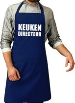 Keuken directeur barbeque schort / keukenschort kobalt blauw voor heren - bbq schorten