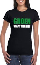 Groen staat mij niet tekst t-shirt zwart voor dames - dames fun shirts XS