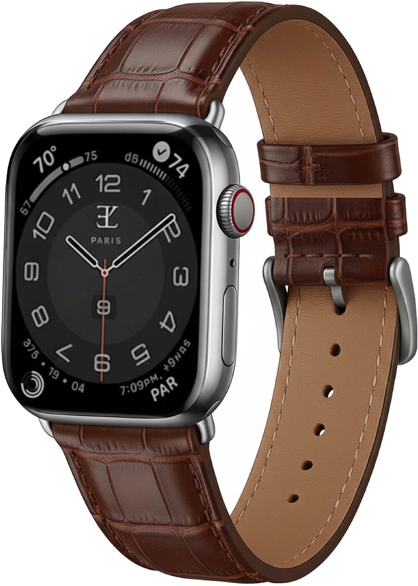 Elysian horlogebandje geschikt voor Apple Watch - Echt Leer - Bruin - 22mm - Quick Release - Verstelbaar - Series 1/2/3/4/5/6/7/8/9/10/11/SE/Ultra(2/3) - Apple Watch Bandje 42/44/45/49mm