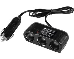 BLOW Auto Sigarettenaansteker Splitter - 3x Socket - CS-32 - 12V/24V - Met Kabel & LED-indicator