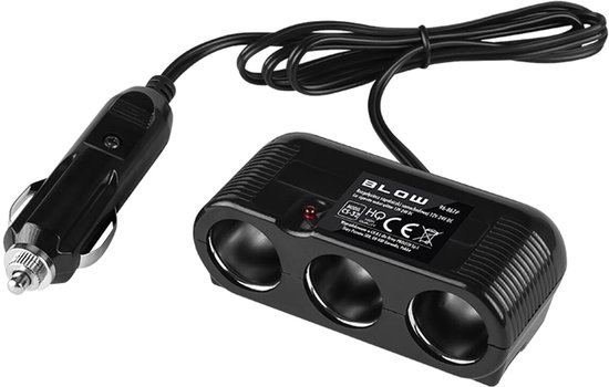 BLOW Auto Sigarettenaansteker Splitter - 3x Socket - CS-32 - 12V/24V - Met Kabel & LED-indicator
