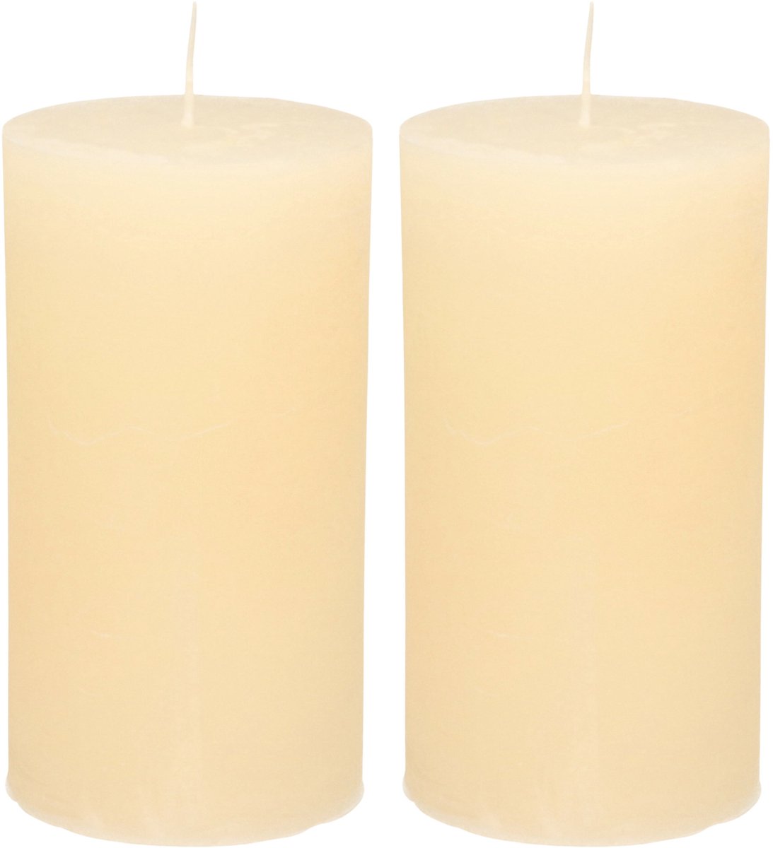 Atmosphera Stompkaars - 2x - ivoor wit - 7 x 13 cm - cilinderkaars - rustiek model Ivoorwit