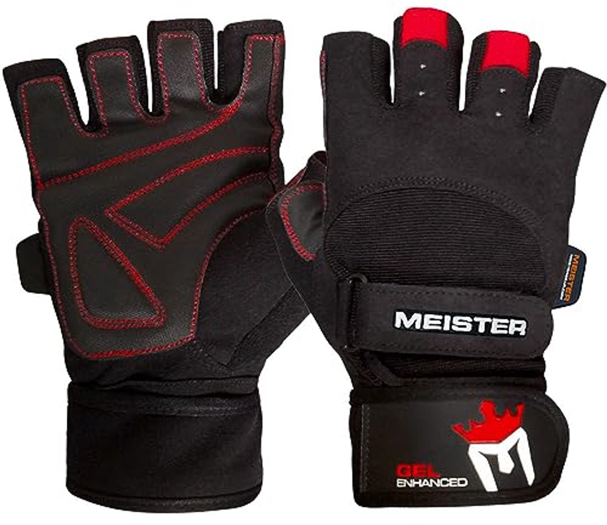 Gewichthefhandschoenen met Gelvulling - Zwart/Rood - X-Large