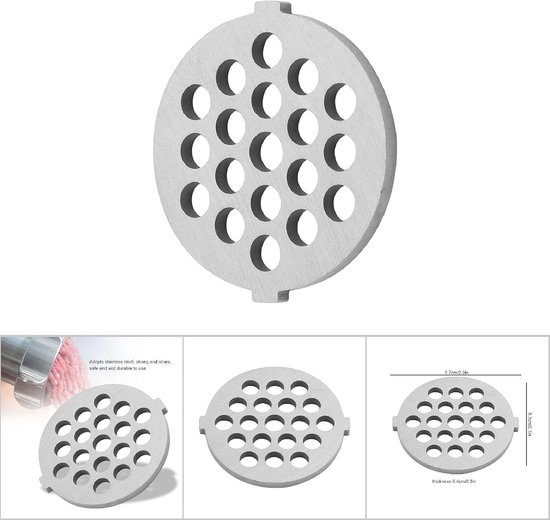 Grill N8 - Kitchenaid - Vleesmaler Platen - Vleesmaler Schijf - Vleesmaler Mes - 7mm Gat - Kleine Ronde Gat van 7mm van Merkloos — afbeelding 2
