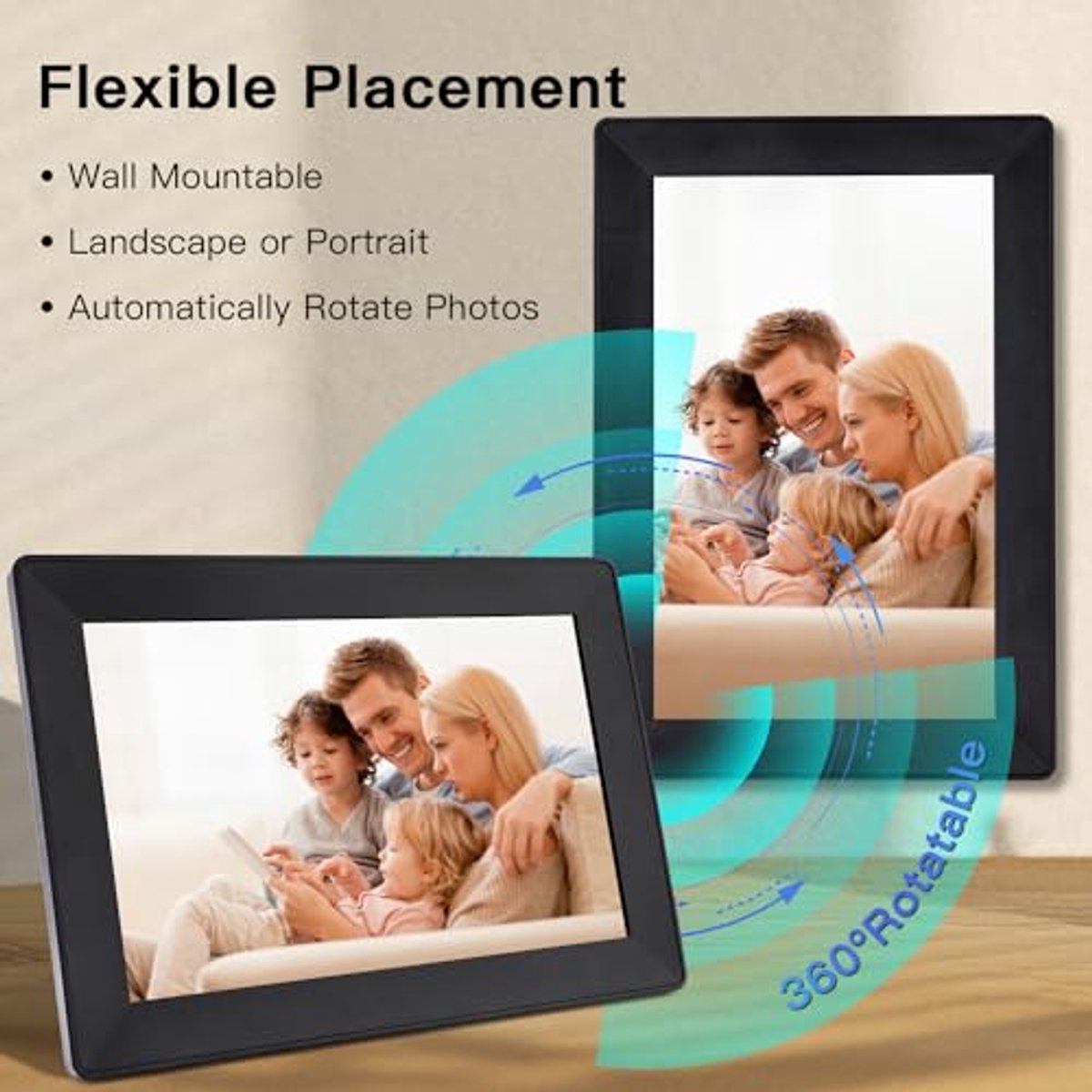 Slimme Digitale Fotolijst 10,1 Inch met Wifi en 16 GB Opslag - HD Resolutie 1280 x 800 - Wandmontage en Smartphone Ondersteuning