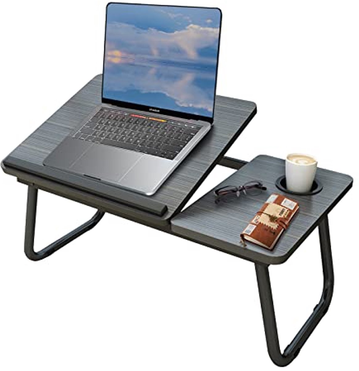 Laptop Bureau met Inklapbare Poten en Leeshouder voor Bed, Terras en Balkon