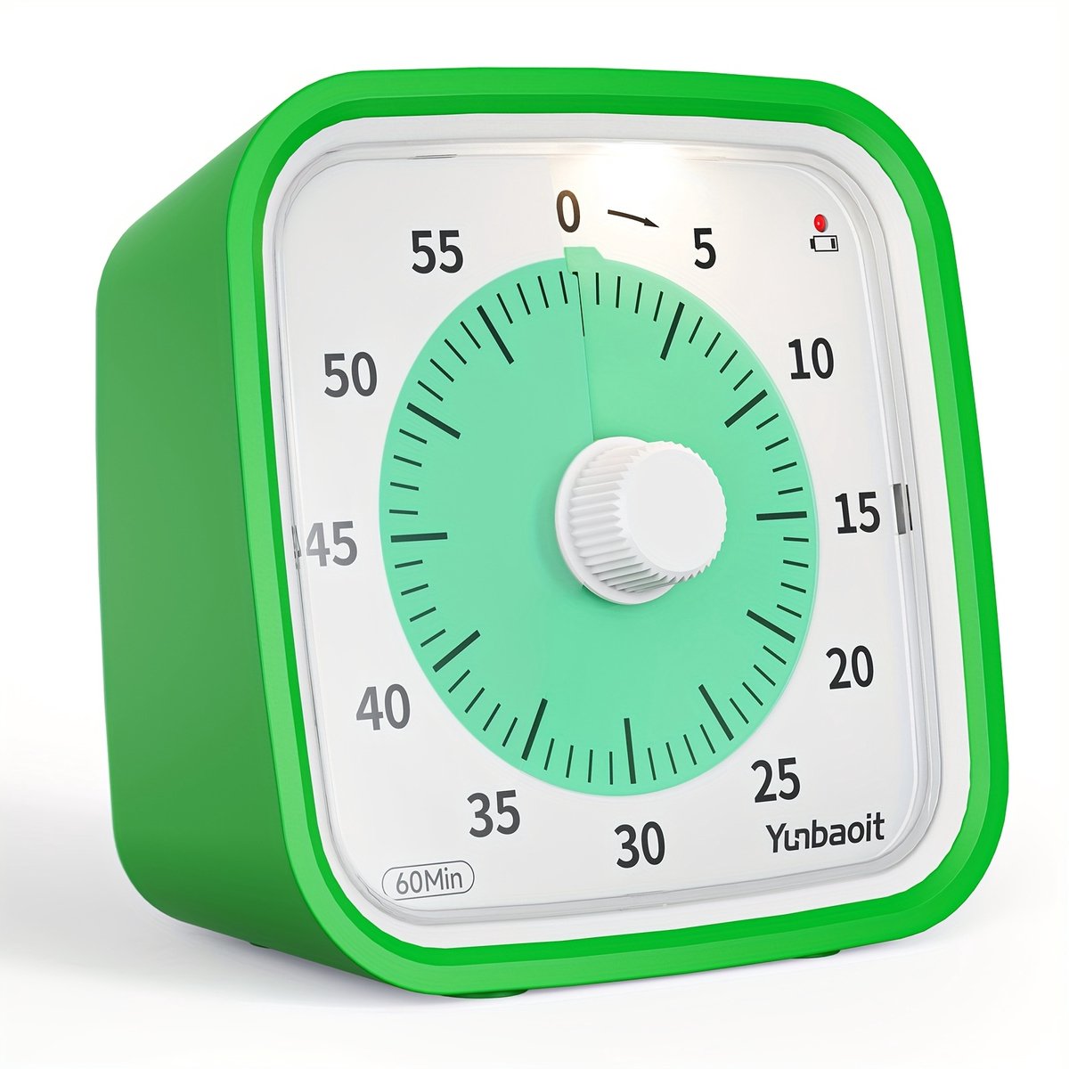 Visuele Timer met Siliconen Hoes- 60 Min Afteltimer - Stil Tijdbeheer voor Studeren, Werken, Koken en Vergaderingen - Inclusief Alarmfunctie - Yunbaoit VT01 - Groen/Groen