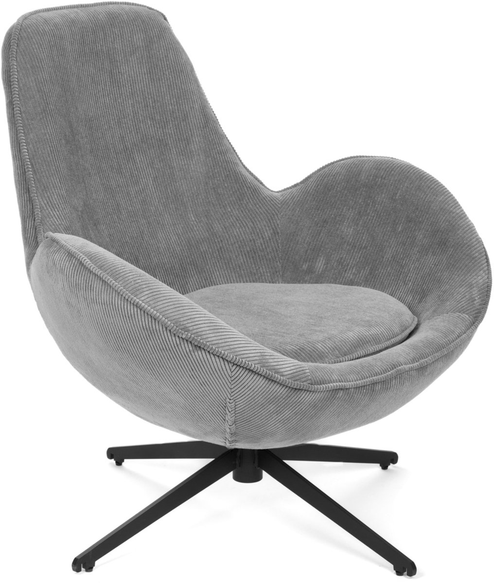 HOMLA - LUNAIRE Swivel Armchair - TEDDY BOUCLÉ Fabric Grey - 86x76x87 cm